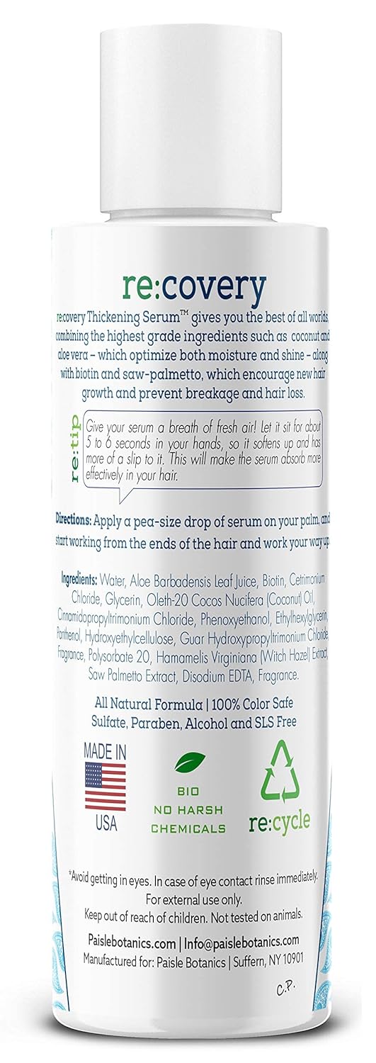 Paisle Botanics Hair Growth Serum for Hair Loss, Natural Biotin Fine Hair Thickener for Women & Men, 4 oz