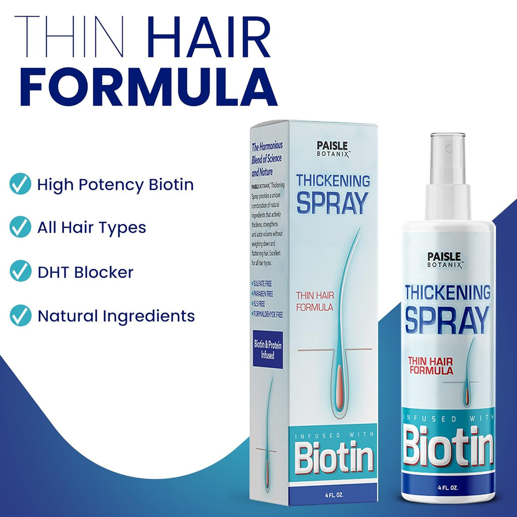 Biotin Hair Thickening Serum for Hair Growth and Volume - DHT Blocker for Hair Loss Prevention and Fine Hair Texturizing Spray
