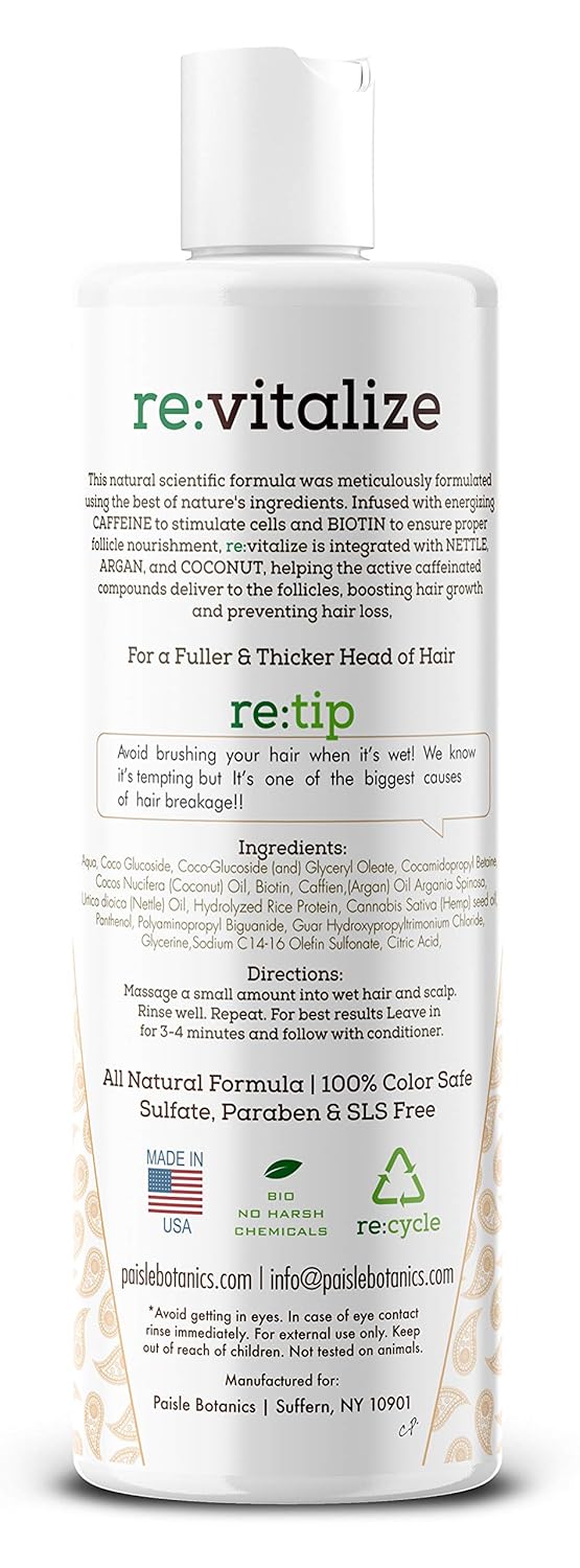 Biotin Shampoo For Hair Growth Natural Caffeine Hair Loss Treatment Shampoo For Thinning Hair Thickening DHT Blocker For Men Women Sulfate Free Safe On Color Treated Hair Coconut + Argan Oil