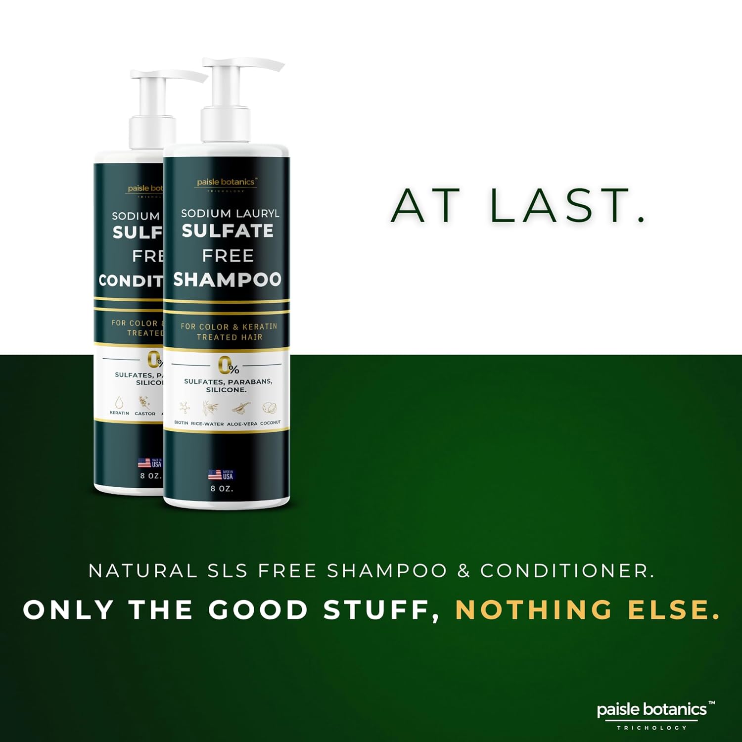 Sodium Lauryl Sulfate Free Shampoo and Conditioner Set Sulfate Free Shampoo and Conditioner For Color Treated Hair ALL NATURAL Women & Men Shampoo and Conditioner SLS Paraben and Sulfate Free Shampoo