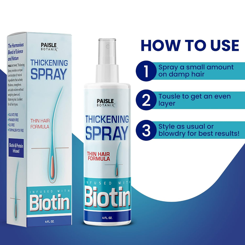 Biotin Hair Thickening Serum for Hair Growth and Volume - DHT Blocker for Hair Loss Prevention and Fine Hair Texturizing Spray
