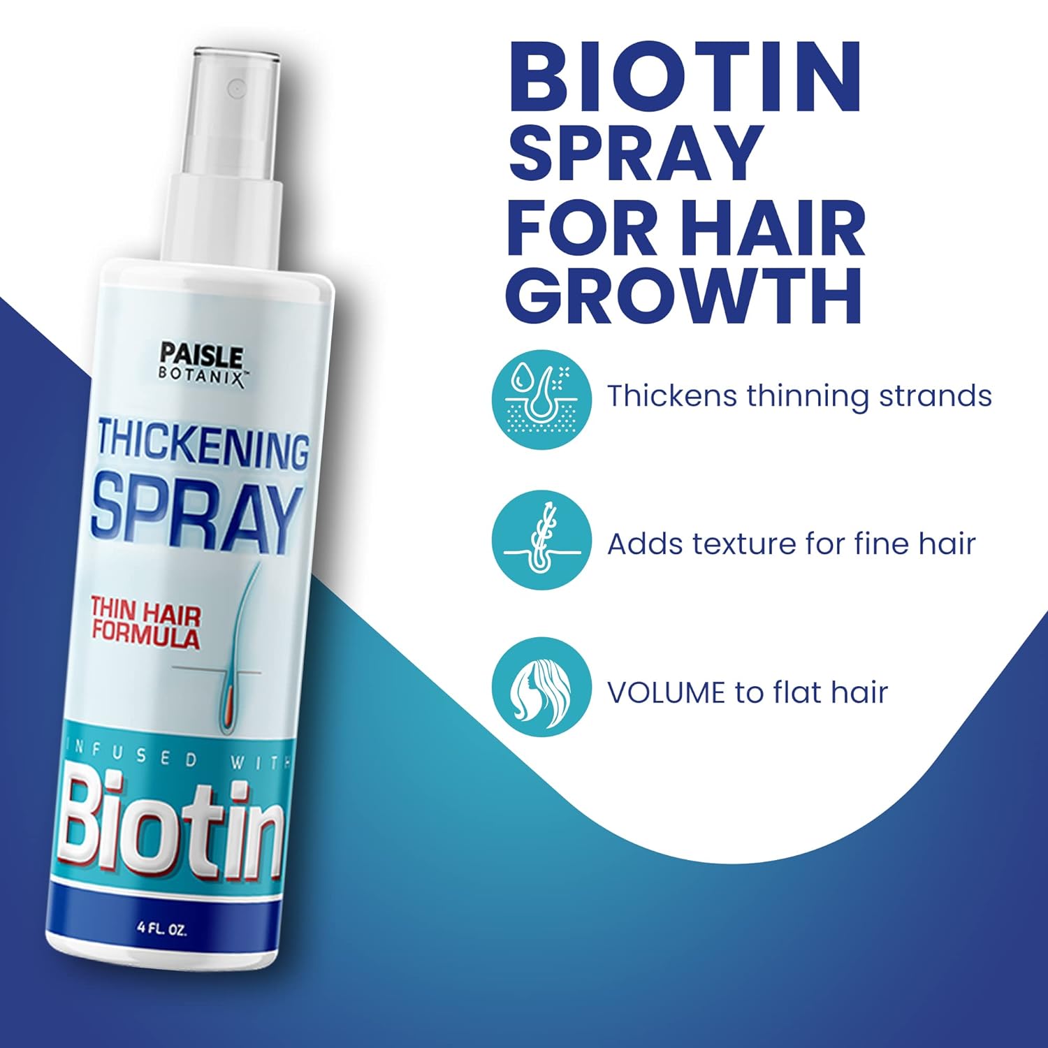 Biotin Hair Thickening Serum for Hair Growth and Volume - DHT Blocker for Hair Loss Prevention and Fine Hair Texturizing Spray