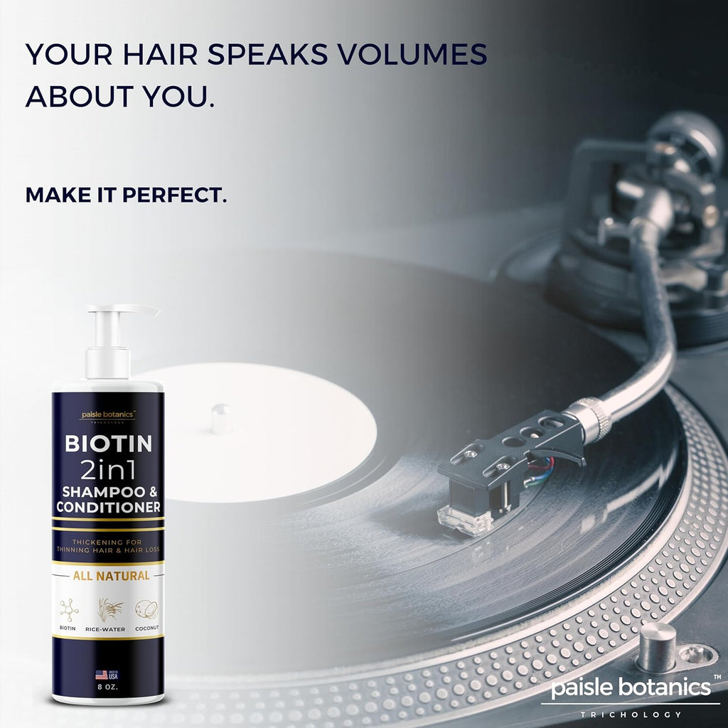 Biotin 2 in 1 Shampoo & Conditioner for Thinning Hair Treatment - Men & Women - Hair Growth Set